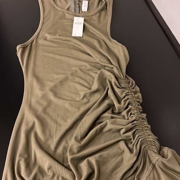 Daily Practice asymmetric tank top dress with ruched waist, color moss, sz S,NWT - Picture 12 of 14